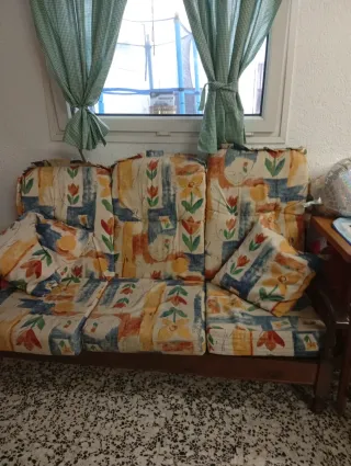 Sofá vintage 3 plazas con cojines