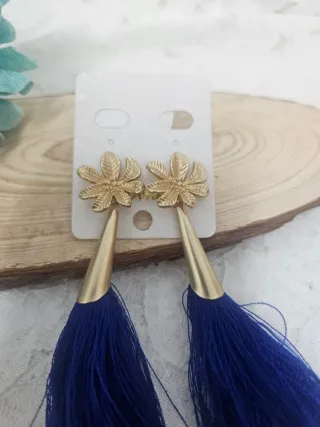 Conjunto Flamenca Azul y Dorado