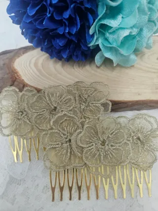 Conjunto Flamenca Azul y Dorado