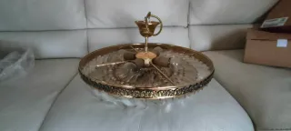 Lámparas colgante de cristal y metal dorado