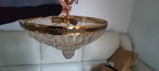 Lámparas colgante de cristal y metal dorado