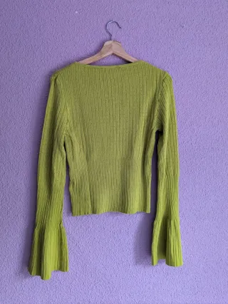 Jersey Zara verde manga acampanada Talla M