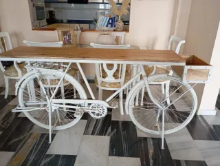 Mesa Decorativa Bicicleta Madera y Metal