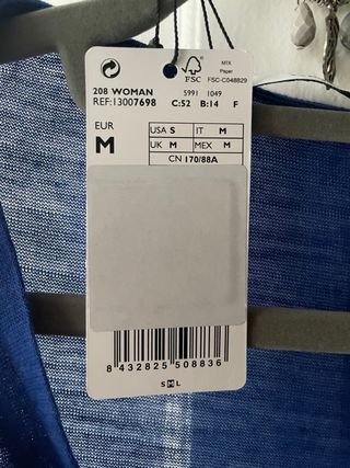 Camiseta Mango manga larga azul Talla M