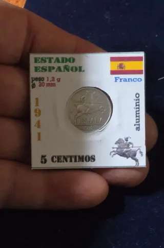 Moneda España 5 Céntimos 1941 Franco