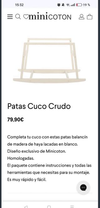 Capazo bebé Minicoton + patas balancín como nuevo