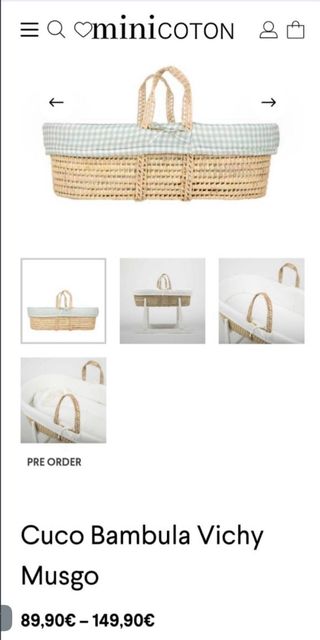 Capazo bebé Minicoton + patas balancín como nuevo