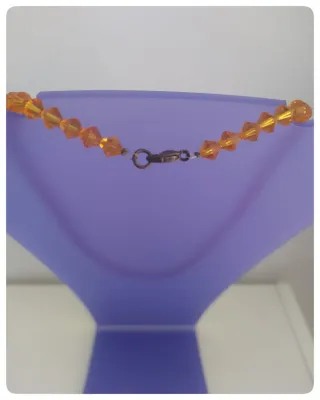 GARGANTILLA VINTAGE DE CRISTAL FACETADO - ÁMBAR