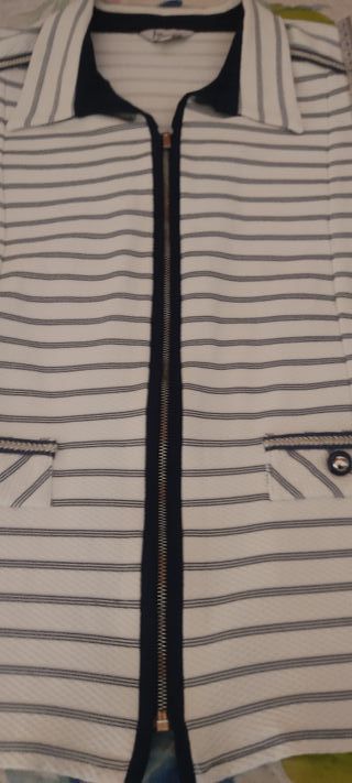 Blusa Ana Colmenero, azul/blanco, talla 50