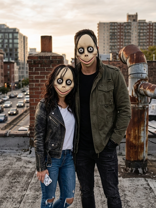 Máscaras Momo con Pelo 12 pcs - Halloween Carnaval