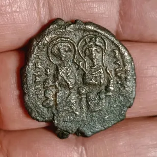 Moneta Bizantina. Giustino II e Sofia 565-578 dC.