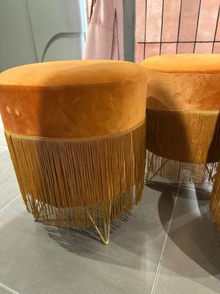 Juego de 3 taburetes bajos naranjas