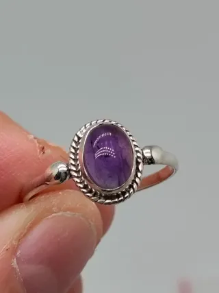Anillo Plata 925 y Amatista Ovalada