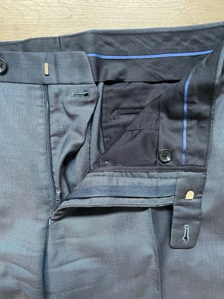 Pantalón Vintage Traje Hombre Talla 52 Negro Slim