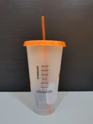 Vaso Starbucks Floral Naranja Transparente