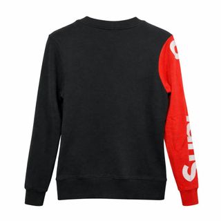 Felpa Supreme zip nera manica rossa logo
