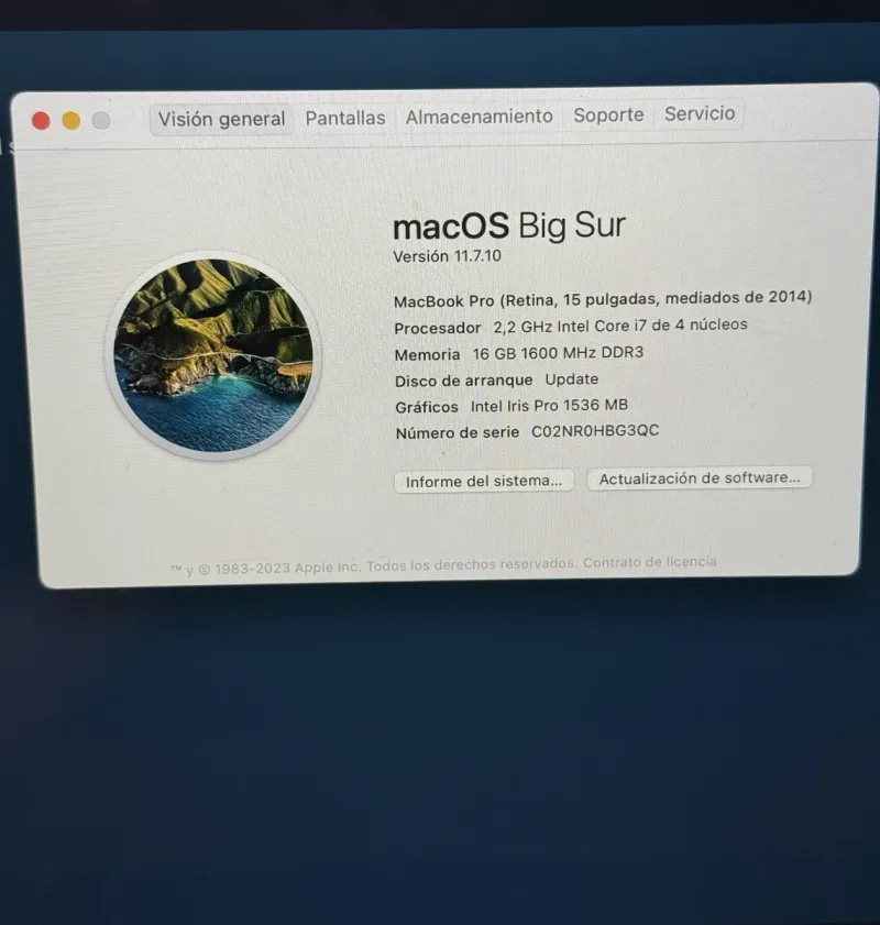 Apple MacBook Pro 11,2 macOS Big Sur 11.7.10, 2014 afbeelding 2