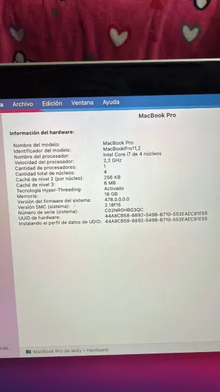 Apple MacBook Pro 11,2 macOS Big Sur 11.7.10, 2014