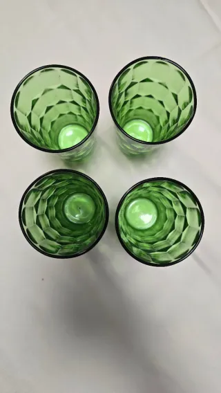 Set 4 Vasos Verdes Hexagonales