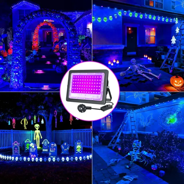 2x Foco LED UV 100W Negro