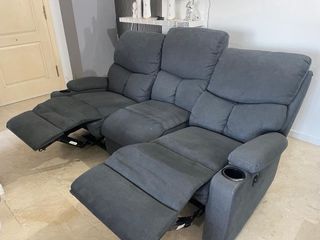 Sofá de tela gris 3 plazas