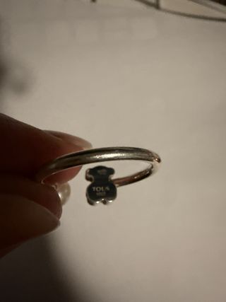 Anillo Tous Oso y Perla Ajustable Plata