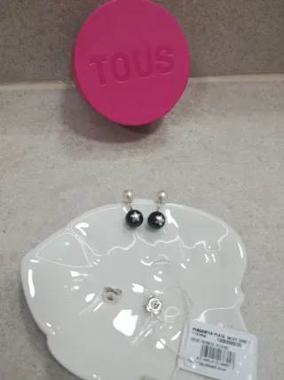 Pendientes tous perla, onix de plata