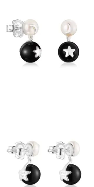 Pendientes tous perla, onix de plata