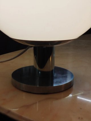 Lampada da tavolo anni '70 sfera vetro metallo
