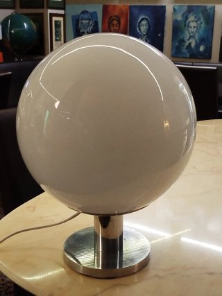 Lampada da tavolo anni '70 sfera vetro metallo