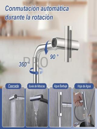 Grifo cocina extraíble Inox giratorio 360° gris acero