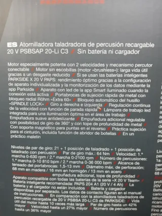 Atornillador Percusión PARKSIDE con Batería