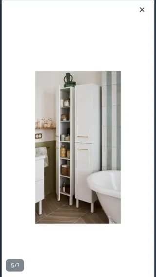 Columna de baño blanca y dorada nueva