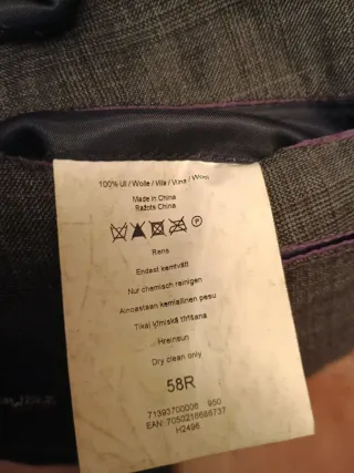 Americana Lana Fresca Talla 58 Gris