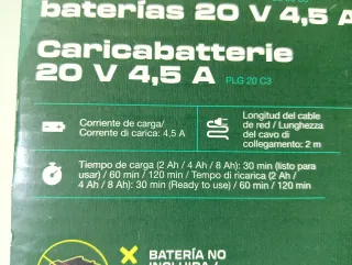 Cargador Parkside 20V Rápido de 4,5A