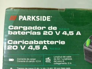 Cargador Parkside 20V Rápido de 4,5A