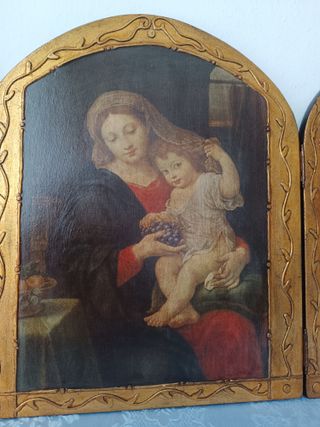 Retablo tríptico religioso