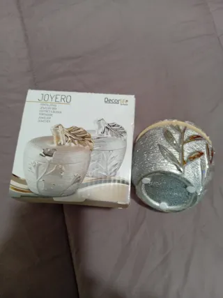 Joyero cerámica manzana plateada