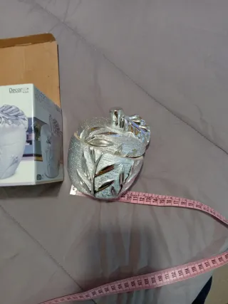 Joyero cerámica manzana plateada