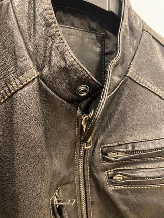 Leather Biker Jacket Green Coast Cafe Racer...