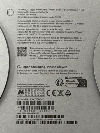 Apple Watch Ultra 3 GPS + Cellular Negro