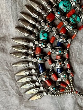 Collar Étnico Tibetano Plata Turquesa Coral Lapis