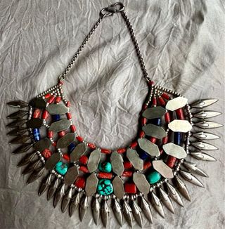 Collar Étnico Tibetano Plata Turquesa Coral Lapis