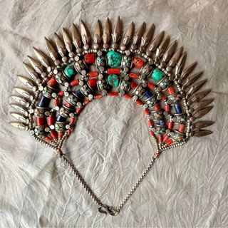 Collar Étnico Tibetano Plata Turquesa Coral Lapis