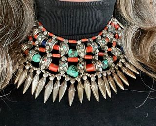 Collar Étnico Tibetano Plata Turquesa Coral Lapis