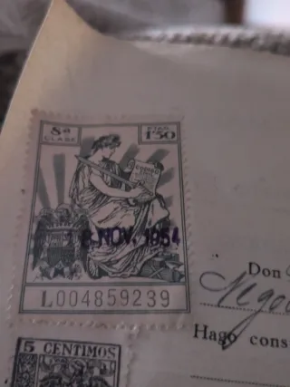 Lote 2 sellos 1954: 8a Clase y 5 cts