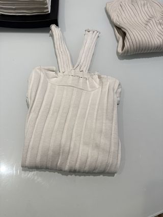 Jersey Zara Mujer Blanco Canalé