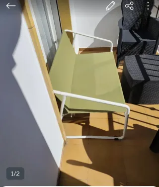 Sofá de exterior Ikea verde y blanco