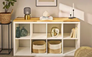 Mueble Kallax Ikea + cajones, puertas y cestas.