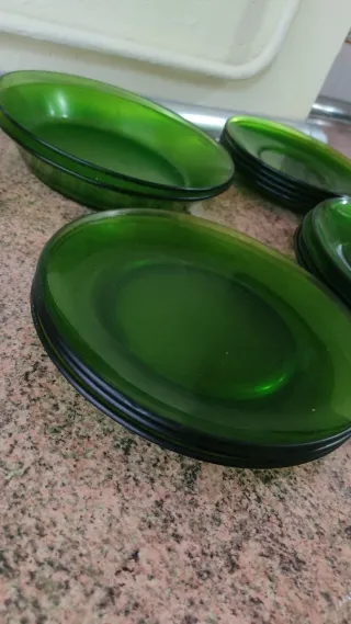 Vajilla Platos Duralex Verdes Vidrio